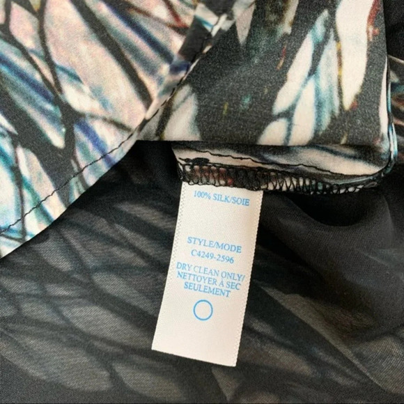 Charlie Jade Blouse sheer open cut out open back print long sleeve Size Medium - Picture 10 of 13